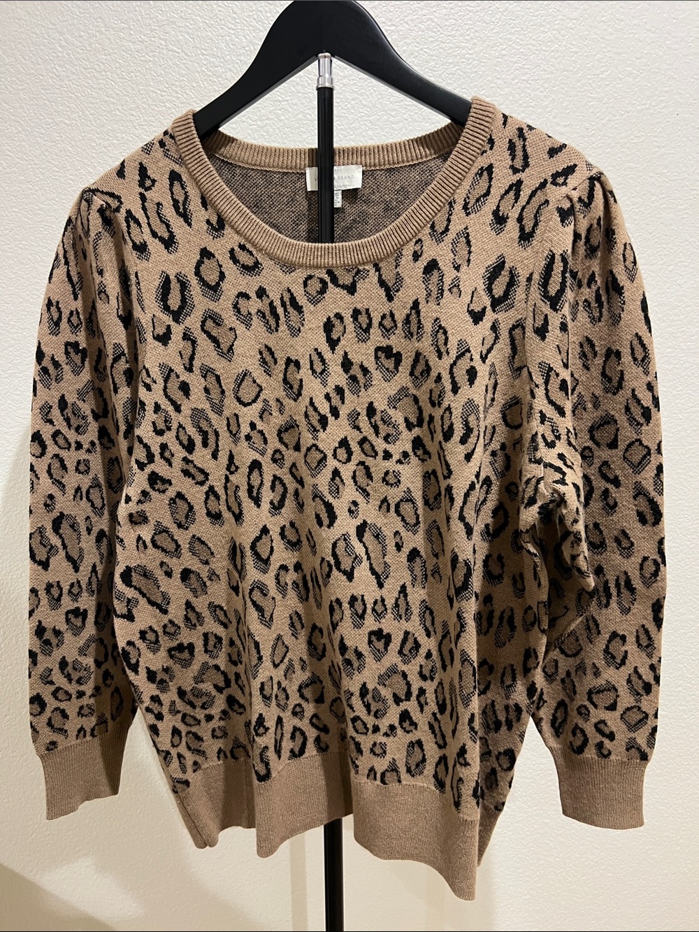 Lucky Brand Leopard-Print Crewneck Sweater in Tan and Black